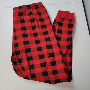 If Family Plaid Pajama Pants Women's Size Medium Red Black Buffalo Check